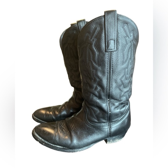 Laredo Black Jacksonville Round Toe Cowboy Boots, Men’s Size 9EW, Rodeo, Ranch - Picture 1 of 7